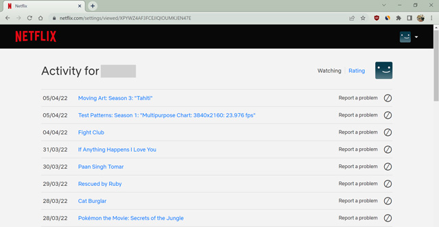నెట్ఫ్లిక్స్లో కార్యాచరణను వీక్షించడం